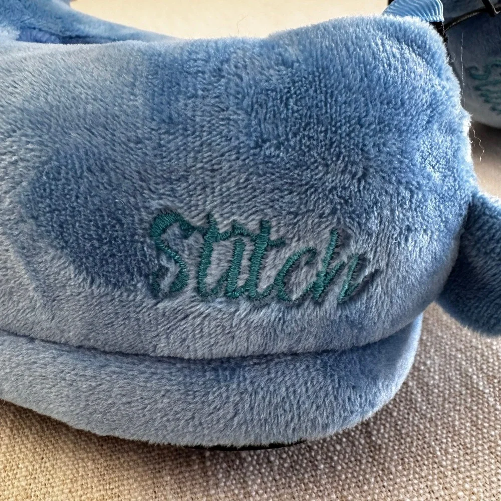 Disney‎ Stitch Kids Pop Up Ears Plush Slippers Blue Size 11/12 NEW